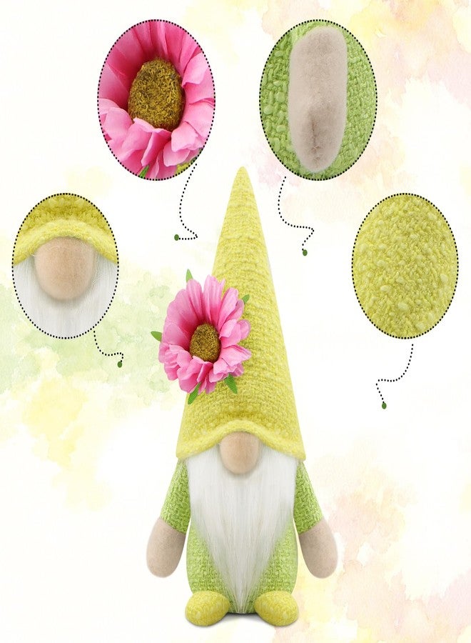 Gehydy Set of 2 Spring Gnomes Decoration Easter Summer Sunflower Gnome Handmade Decor for Home Kitchen Tiered Tray - Image 3